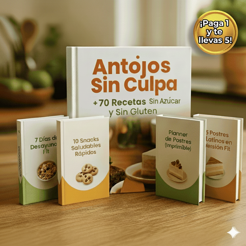 Antojos Sin Culpa – Colección Premium: 3 Recetarios con +200 Postres Sin Azúcar y Sin Gluten + 4 Bonos Gratis